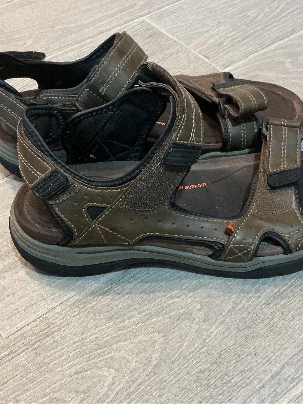 Ozark Trail Men's Brown/Olive/Black Adjust. Outdoor Sport Sandals Men’s Sz 11